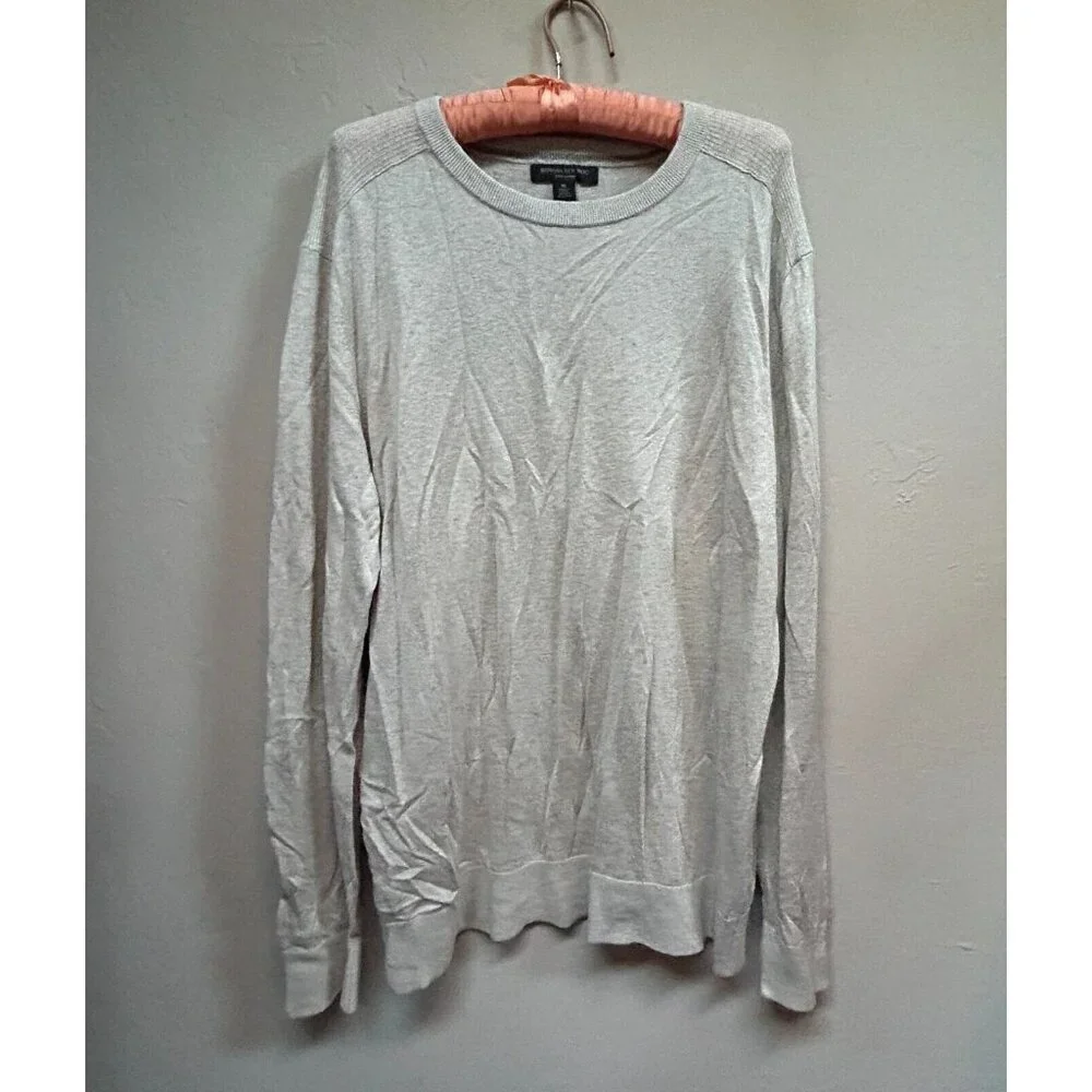 Banana Republic Mens XL Silk Linen Pullover Sweater Knit Crew Neck Gray Casual